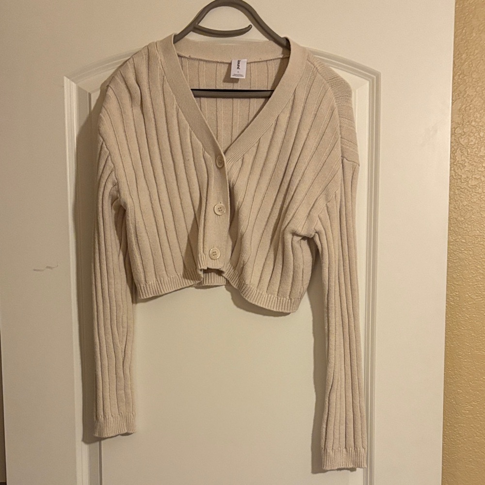 Cream Ribbed Women's Sweater